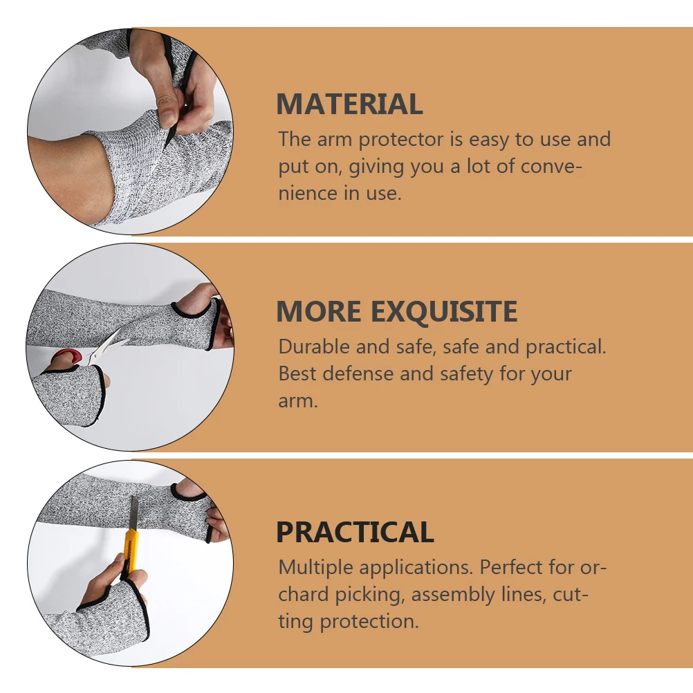

1Pair Security Arm Sleeve Durable Cut Resistant Protective Cover with Thumb Slot for Orchard Work Assembly Line and Outdoor