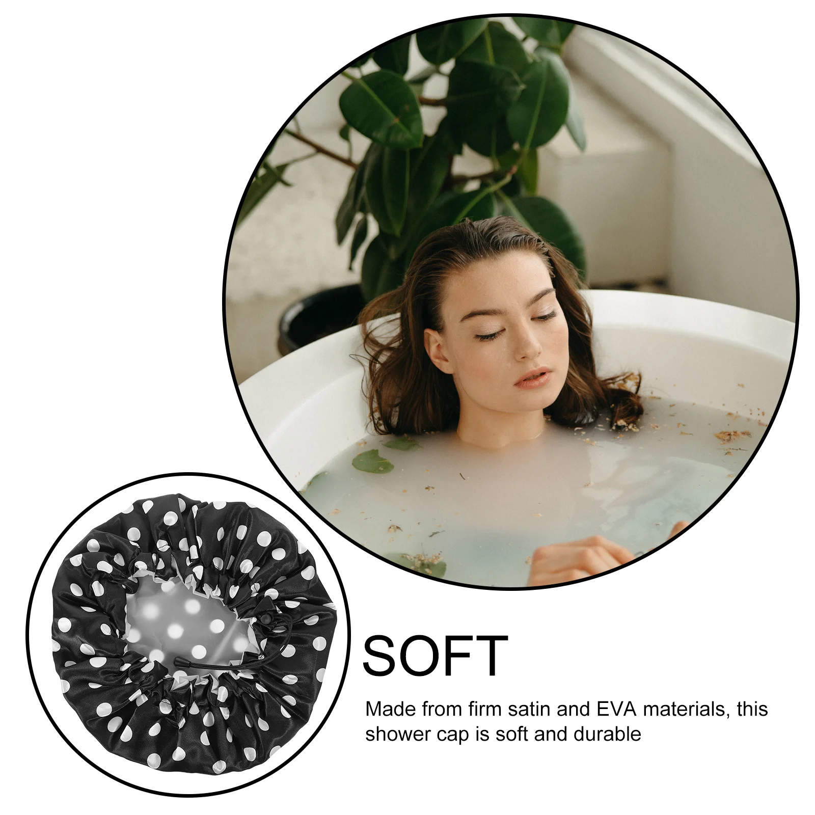 

1pcs Waterproof Shower Cap For Women Large Satin Lined Reusable Hair Cover Adjustable Bath Cap For Long Hair Braids