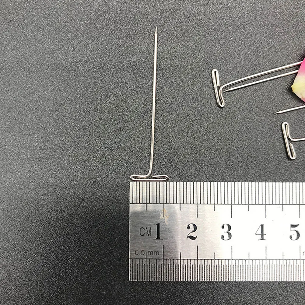 50 قطعة دبابيس T معدنية صنع التصميم سهلة إدراج إزالة صندوق بلاستيكي تخزين 51 مللي متر دبابيس للشعر المستعار T للشعر المستعار #5