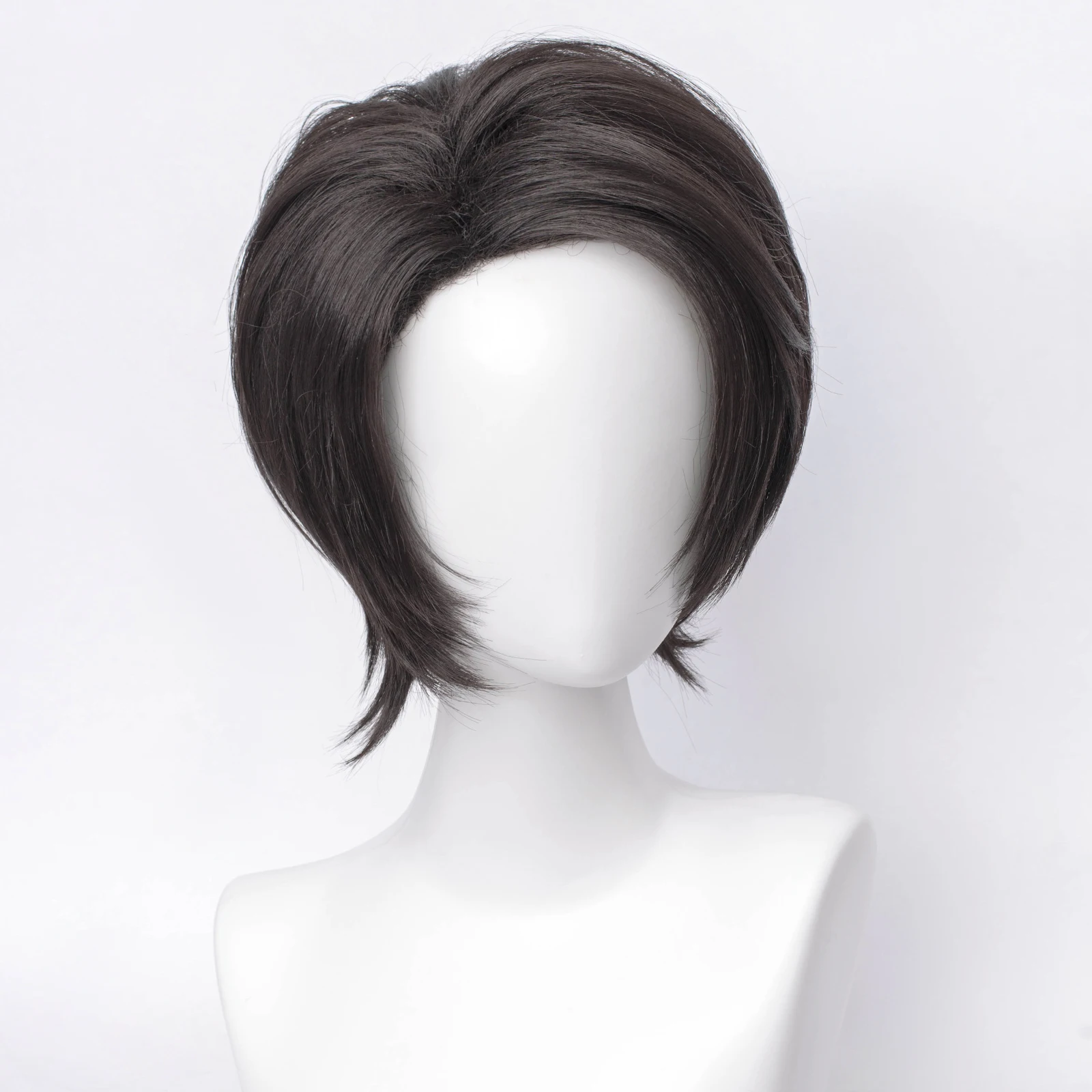 RANYU Anime Cosplay Wig Short Synthetic Black Straight Fluffy Hair Heat Resistant Wig for Party Daily