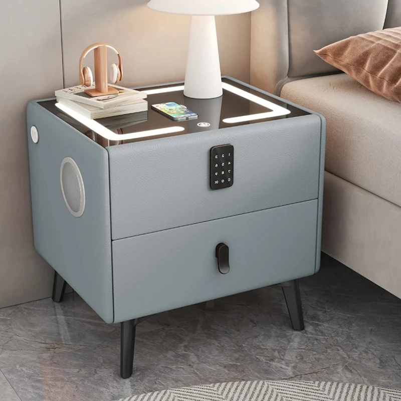 

Modern Minimalist Night Table Storage Usb Fingerprint Design Nightstands Bedroom Charging Station Mesa De Noche Home Furniture