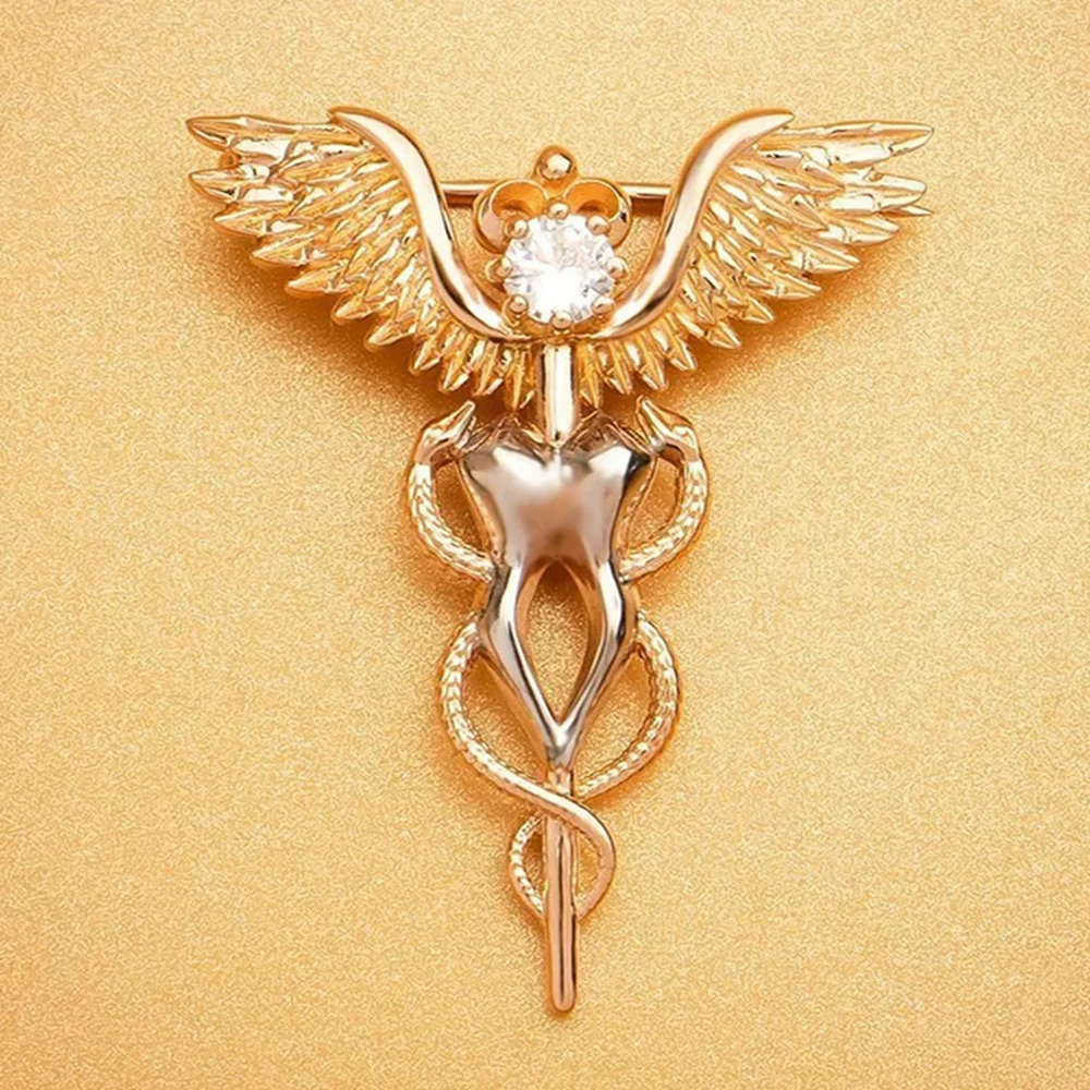 Creative Teeth Wings Dental Pin Brooch Medicine Crystal Badge Lapel Backpack Exquisite Jewelry for Doctor Dentist Nurse Medico