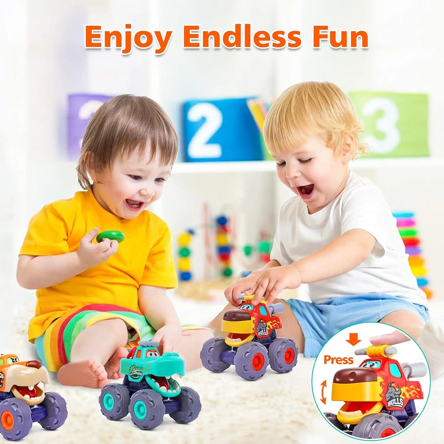 Cars for 1 Year Old Boy Gifts Monster Trucks Boys Toys for 1 2 3 Year Old Boys Girls Kids Toddler Car Toy Trucks Baby Boy Toys