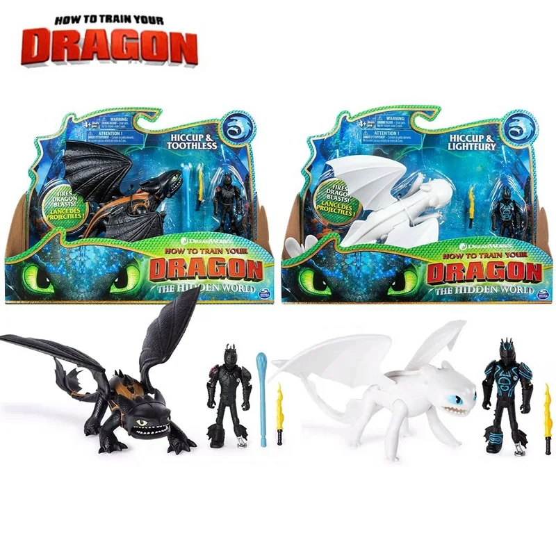 

Httyd Night Fury Light Fury Toothless And His Companion Viking Boy Hiccup Figure Toys Collect Ornaments Film Peripheral Gifts