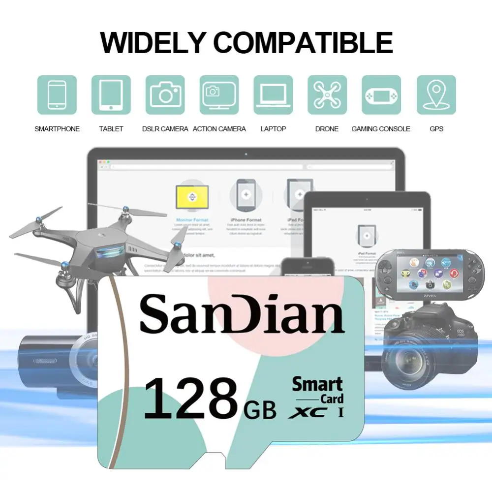 Sandian-tarjeta de memoria SD Original, Clase 10, 2TB, 1TB, Micro TF, 64GB, 128GB, TF, 512 GB, 256GB