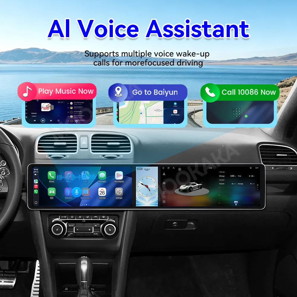 Android 15 Dual 12.3 Inch Triple Screen For Volkswagen Golf 6 MK6 2007-2012 Auto Stereo Radio Multimedia Player GPS CarPlay DSP