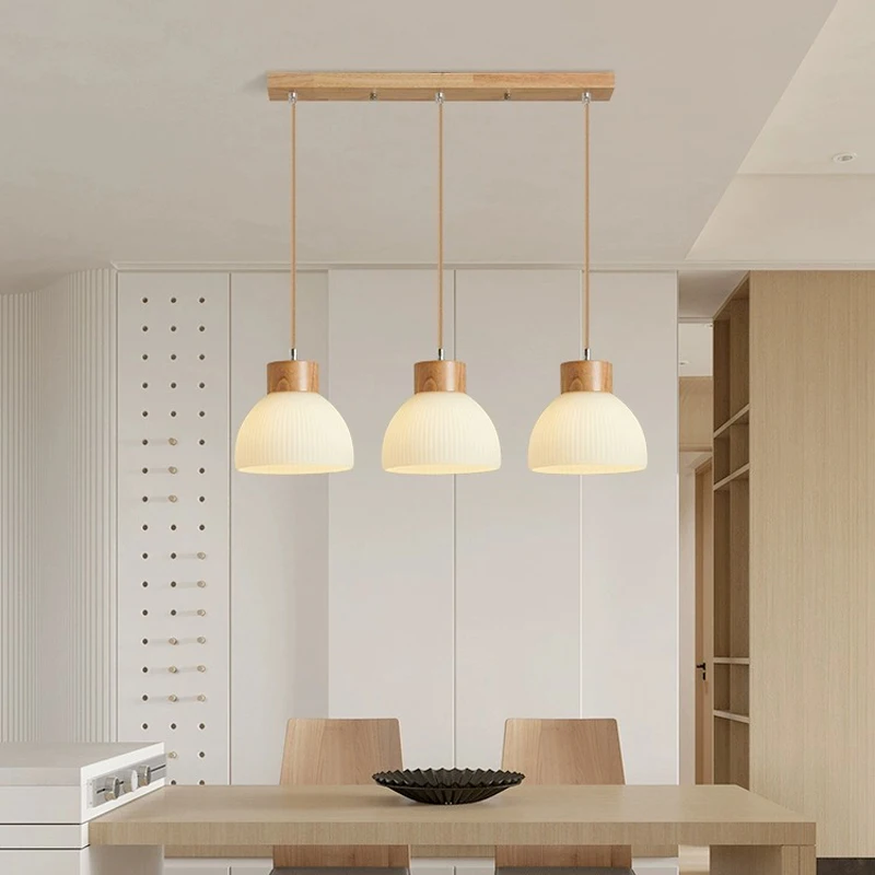 BOSSEN Scandinavian Wooden Glossy Pendant Light for Room Decoration Living Room Dining Room LED Ceiling Pendant Light.