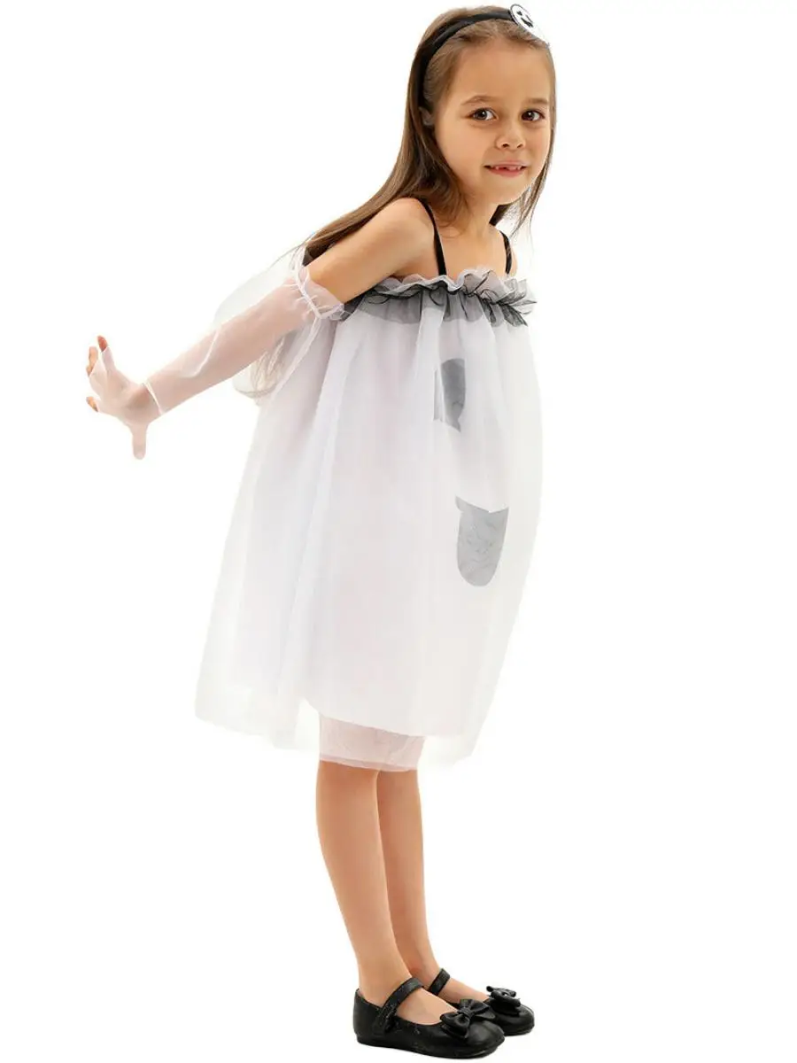 زي الهالوين للأطفال، طقم أداء مسرحي، فستان تنكري للفتيات، زي شبح، أداء مسرحي، مصنوع من ألياف البوليستر #4