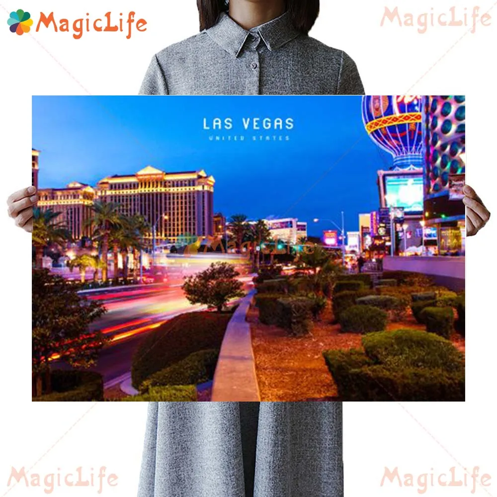 Las Vegas Casino Scenery Night View Nordic Poster Wall Art Canvas Painting Wall Pictures For Living Room Home Decor Unframed