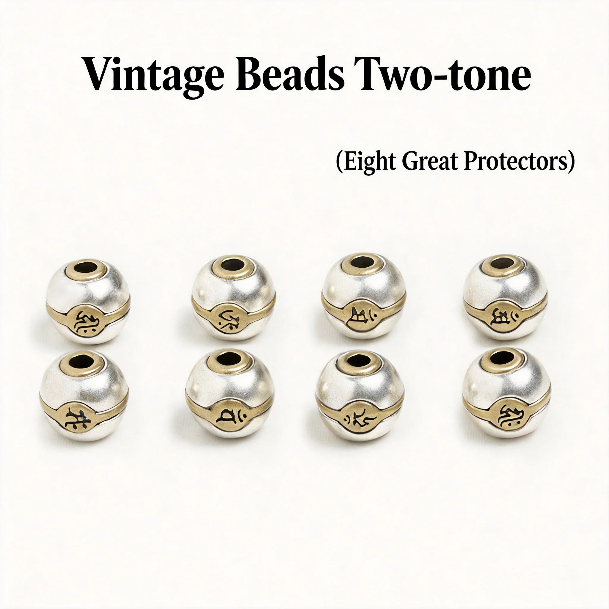 Chinese Style Eight Patron Saints Two Tone Spacer Beads 12 Chinese Zodiac Natal Buddha Lucky Blessing Fortune Beads For Diy Wenw
