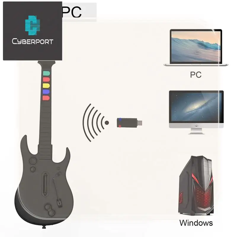Dostawa w ciągu 24 godzin Bezprzewodowy kontroler gitarowy 2.4G do gier na PC PS3 Kompatybilny z Clone Hero Rock Band Games Zdalny joystick Wady