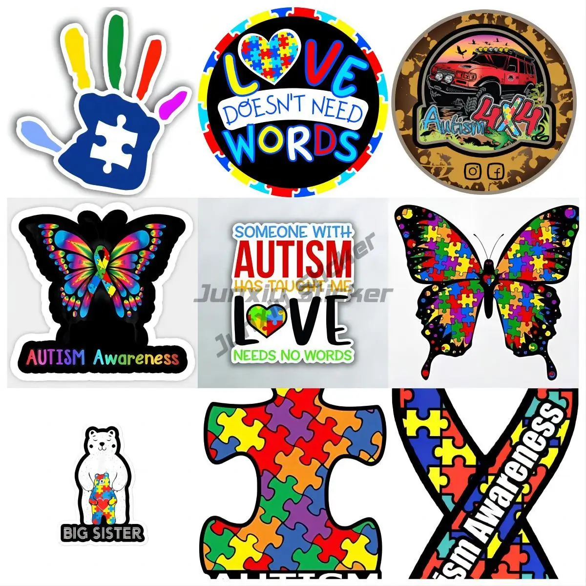 

Love Doesn't Need Words Autism Awareness Magnet, Decals for Cars and Classrooms Guitar Car Body Refrigerator Wall