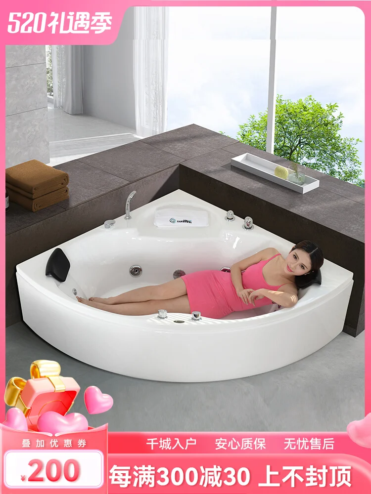 Fan-shaped jacuzzi heated acrylic European adult bubble acrylic at constant temperature