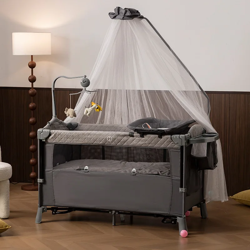 

Детская кроватка, многофункциональная детская кроватка для детей 0–5 лет, детское качалка, столик для пеленания подгузников, детская кроватка, бесплатная установка, складная кроватка