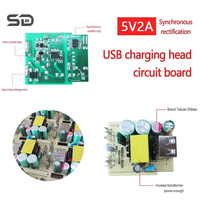 1 Uds. Módulo adaptador de corriente de placa de carga de teléfono móvil con salida de enchufe USB de alta calidad 5V 2A para lámpara de mesa productos digitales