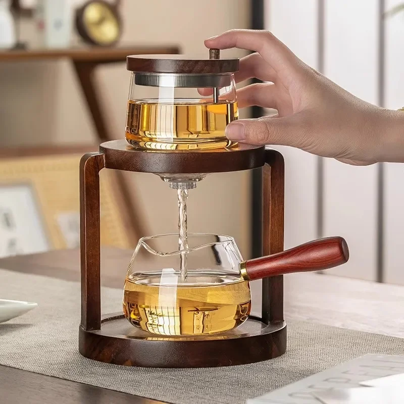 High End Heat-resistant Glass Automatic Tea Maker Home Office Push To Brew Tea Kettle Glass Kung Fu Tea Set