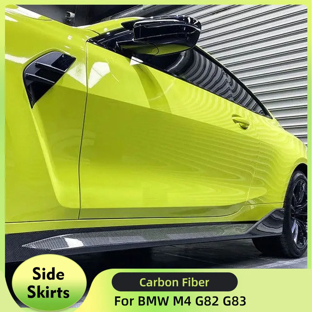 

Боковые юбки из углеродного волокна, фартук, спойлер для BMW M4 G82 G83 2021 2022, боковые дверные бамперы автомобиля, юбки-удлинители для губ