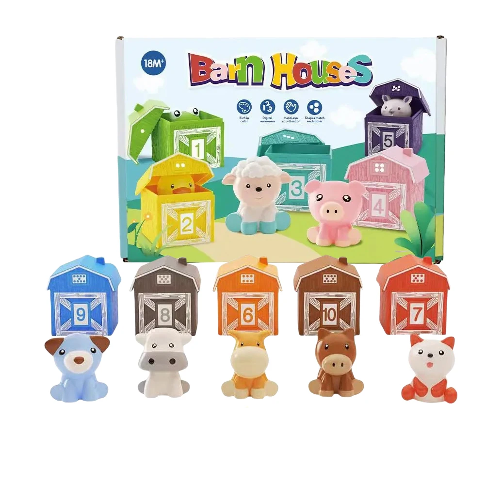 Zabawki edukacyjne Montessori dla maluchów Zestaw do liczenia i sortowania kolorów Zabawka do liczenia i sortowania zwierząt gospodarskich Zabawka do liczenia i sortowania zwierząt gospodarskich
