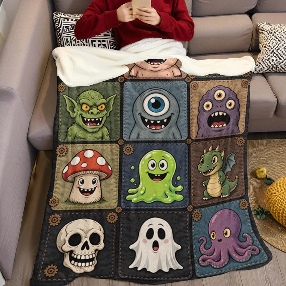 Monster Brown Flannel Fleece Blanket Soft Cozy Throw Blanket for Couch Bed Sofa Lightweight Plush Bed Blanket All Season Use