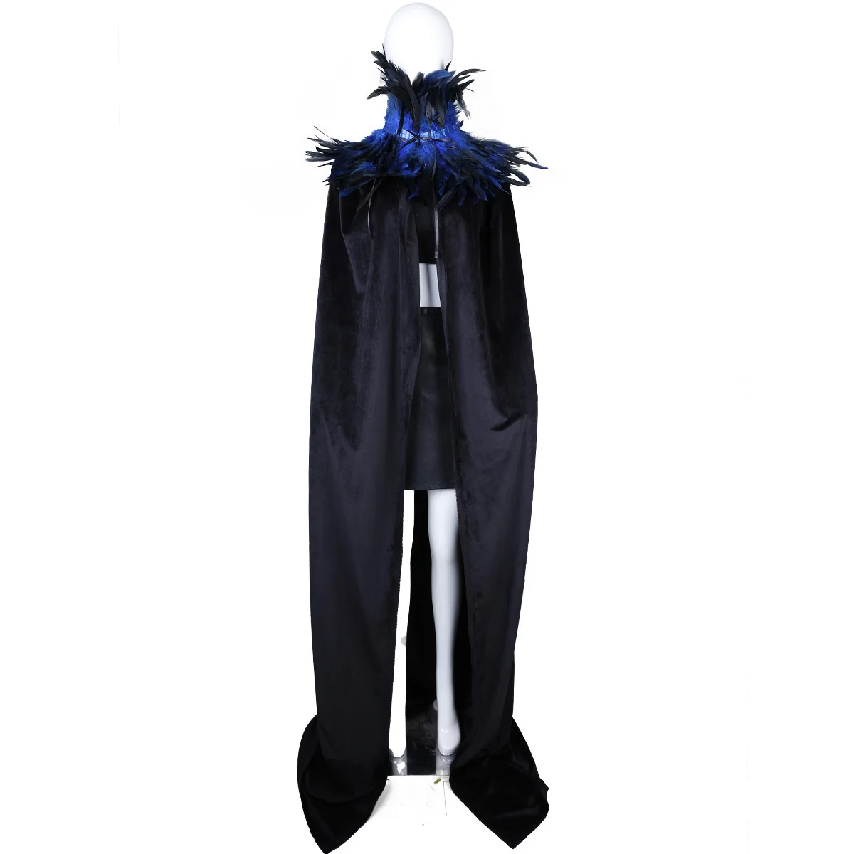 Szal z piór z eleganckim płaszczem w stylu gotyckim z miękkimi piórami, idealny na Halloween lub Cosplay — zdjęcie 4
