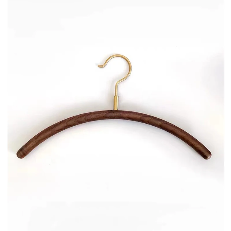 2pcs Walnut wood Coat Hangers with Brass Hanging Hook Nordic Gifts Retro High-end Wooden Wardrobe Clothes Storage Organizer