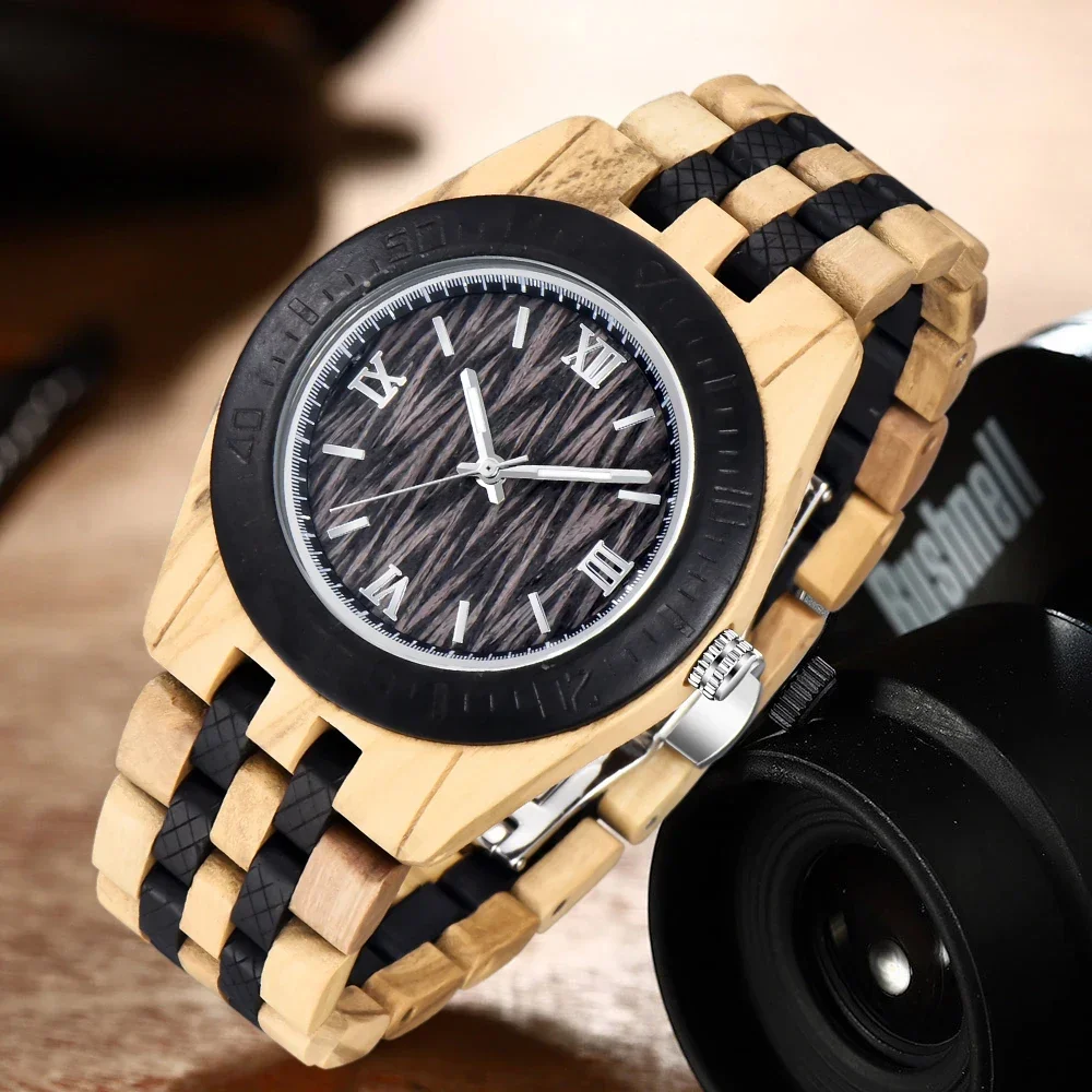 

MT1074 Деревянные мужские кварцевые часы - персонализированные часы с элементами, подарок на годовщину для мужа, наручные часы