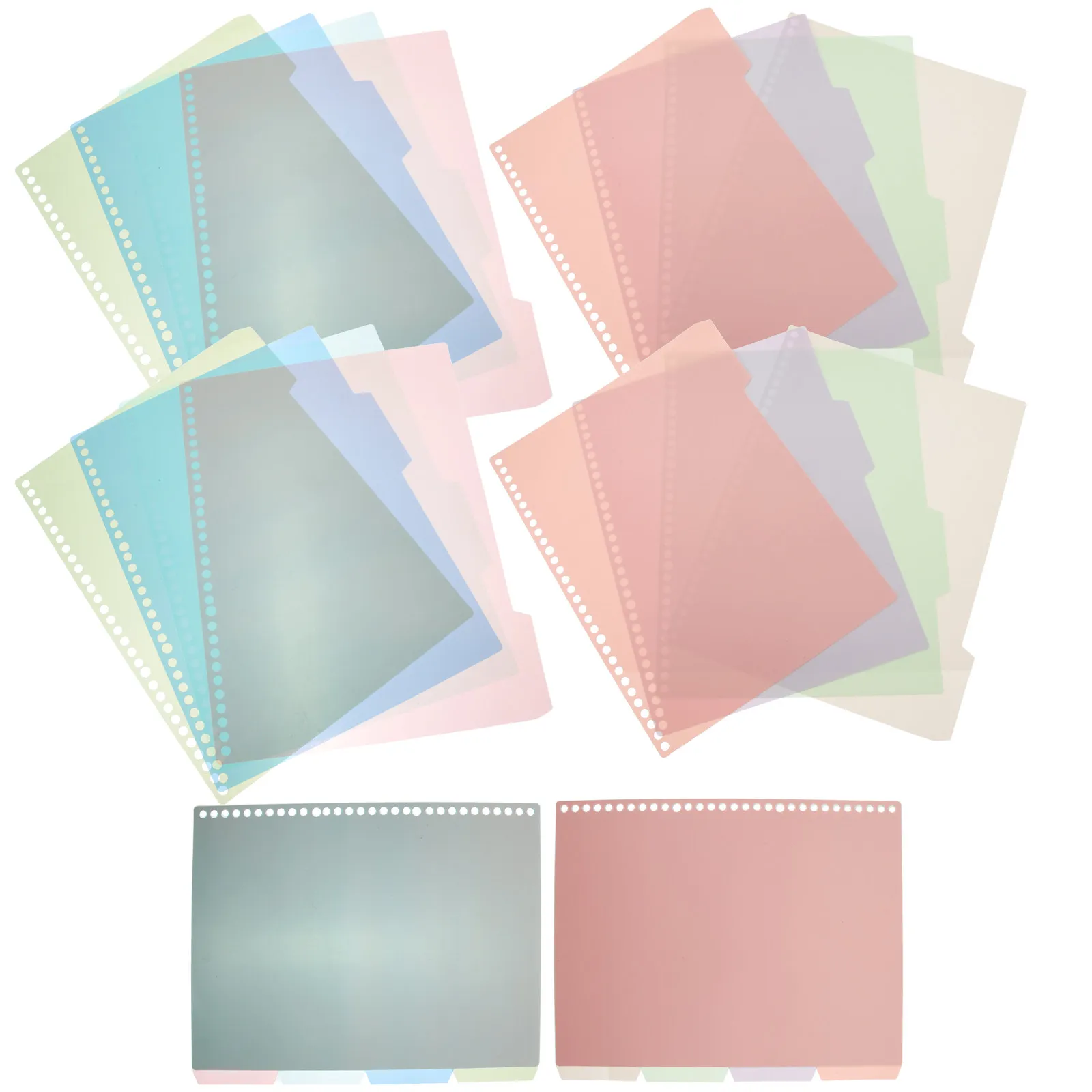 6Sets Colored Binder Dividers Plastic Index Dividers with Writable Tabs for Notebook Notepad Planner A4 Page Markers
