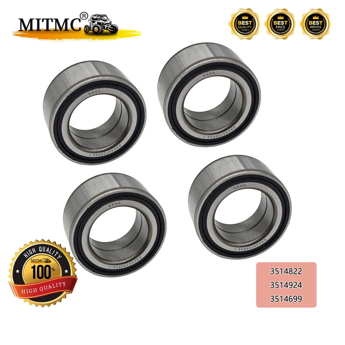 

Комплект ступичных подшипников высокого качества из 4 шт. для Polaris RZR XP 4 1000 UTV RZR S 1000 2015-2019 OEM 3514822 3514924 3514699