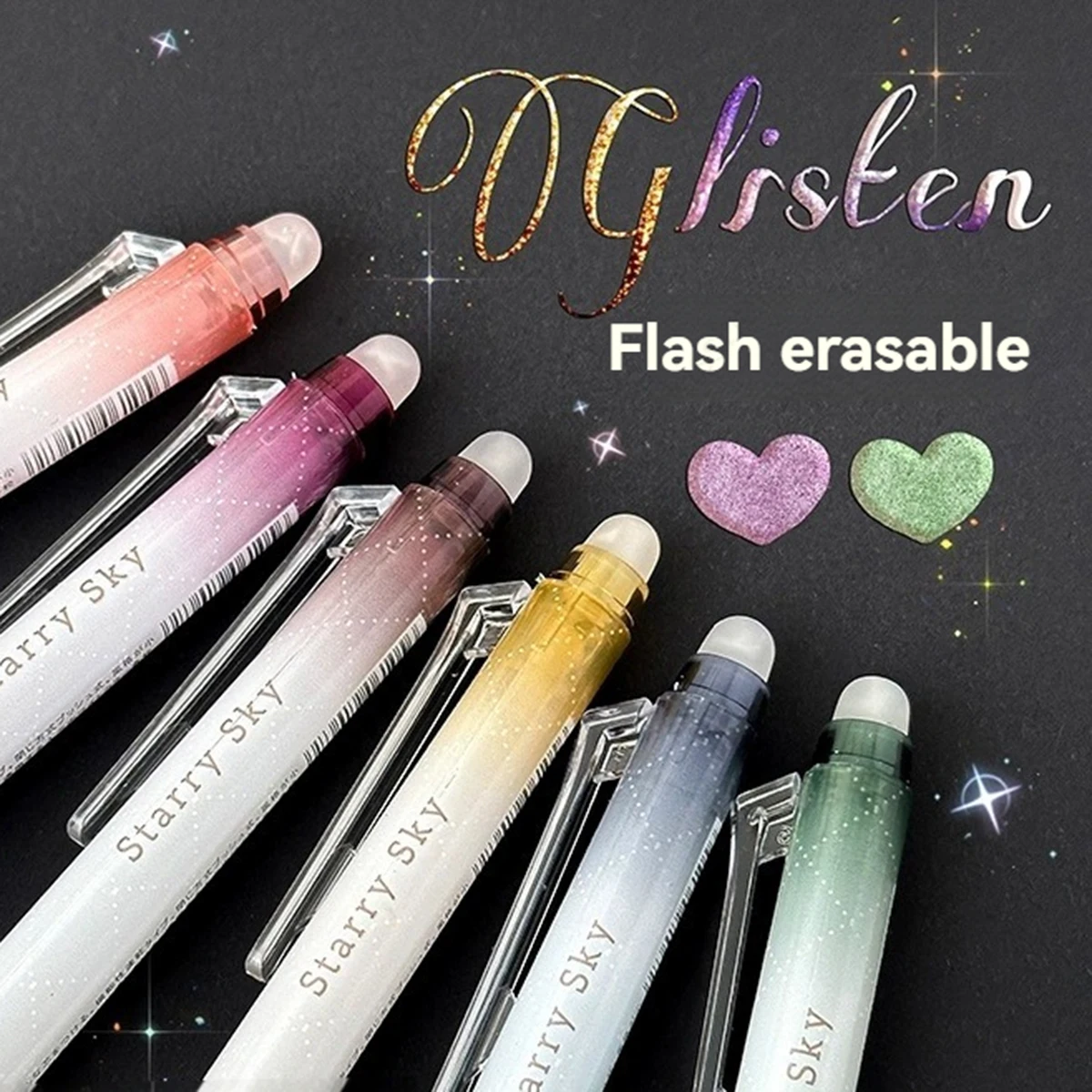 Glitter Gel Pens, 6 Colors Glitter Erasable Pens 0.7MM Fine Tip Colored Gel Marker for Drawing Art , Scrapbook, Journaling