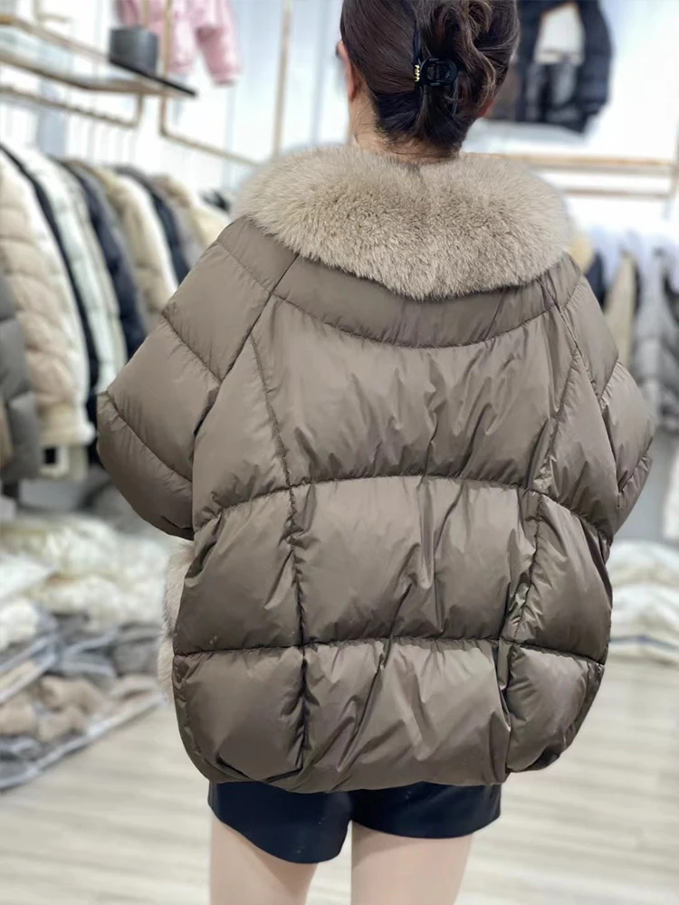 Fashion Winter Women's Warm Goose Down Jacket Real Natural Fox Collar Thick Coat Luxury Outwear Female Coat Puffer Jacket