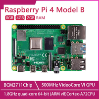 Original Raspberry Pi 4 Model B 1GB/2GB/4GB/8GB RAM 64-bit 1.5GHz quad-core cpu Support WIFI Bluetooth 5.0 Development Board