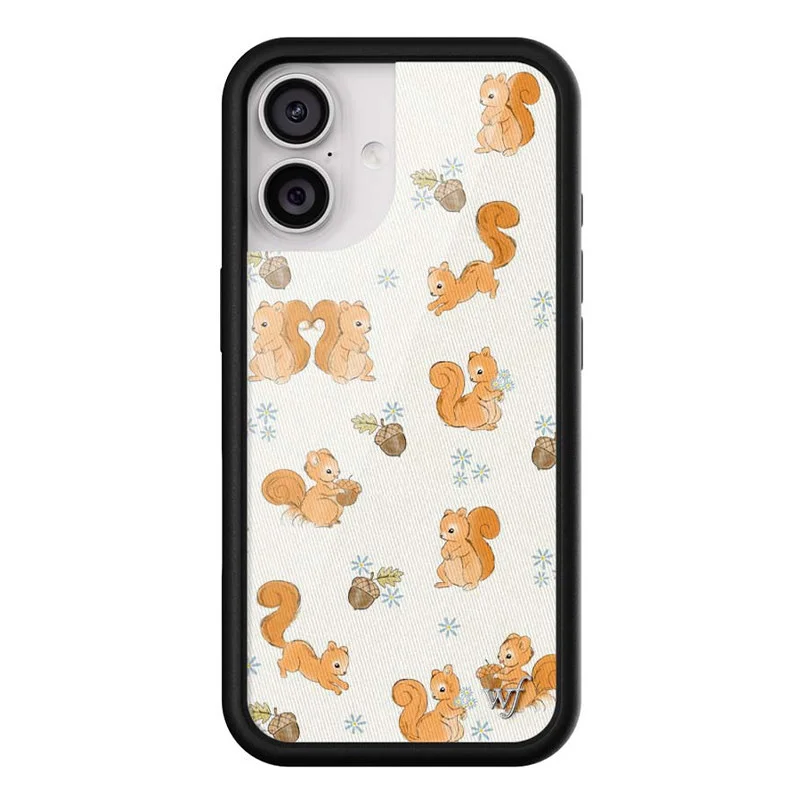 Wildflower Ins Squirrel Friend Floral Phone Case for iPhone 18 17 16 15 14 13 12 Pro Max Plus WF Cartoon Animal Shockproof Cover