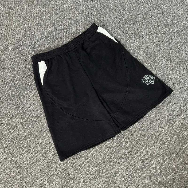 

Черные шорты Mertra с вышивкой логотипа для мужчин и женщин, повседневные шорты большого размера, спортивные штаны на шнурке для бега большого размера