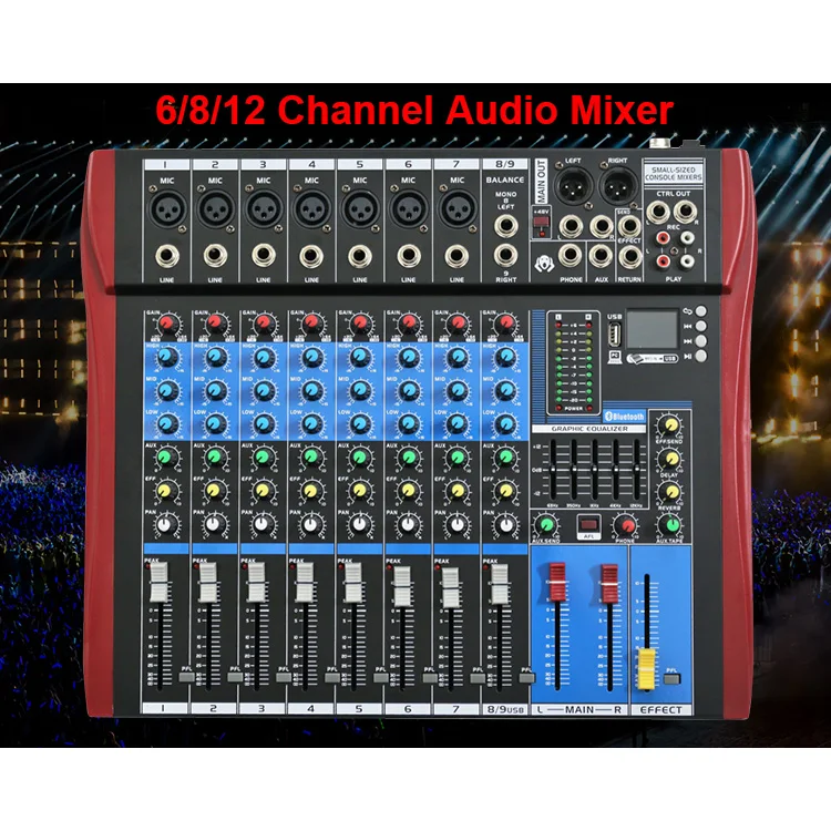 

6 8 channel digital mixing dj controller/audio console mixer sound speaker professional mixer audio digital powered audio mixer