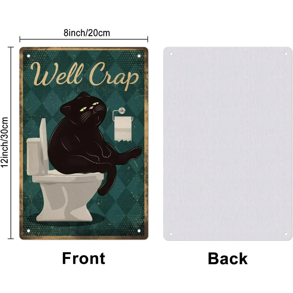 Vintage Metal Cat Tin Sign Funny Bathroom Art Plaque Poster Retro 