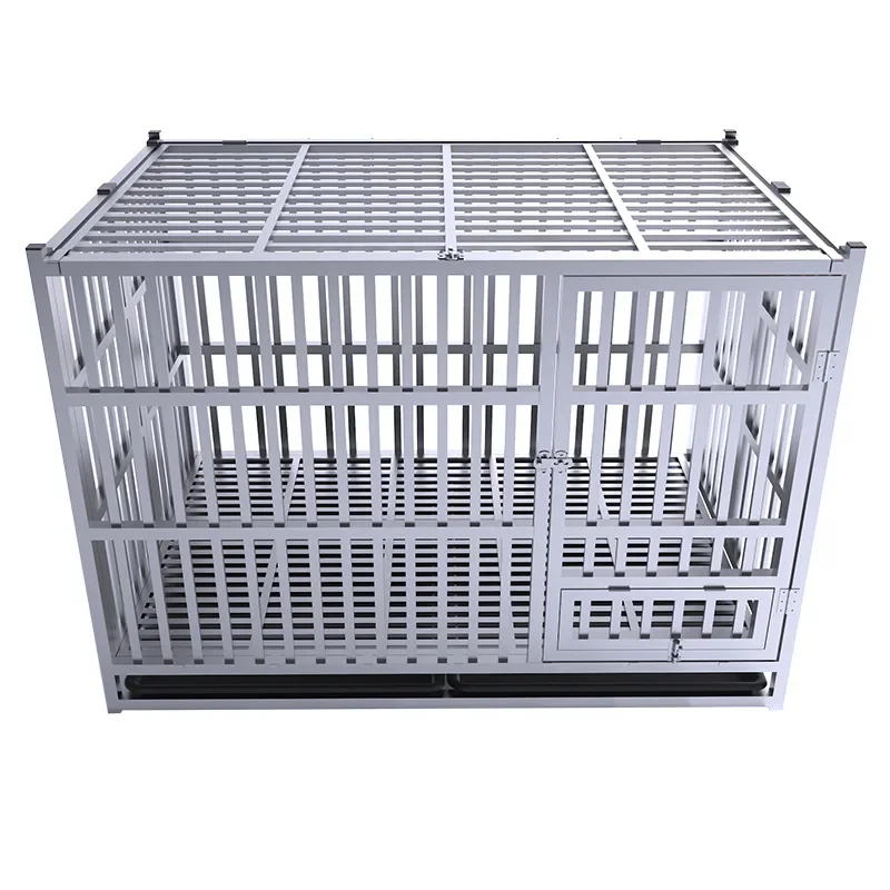 Heavy Duty Rolling Dog Veterinary Cages Stainless Steel Metal Dog Kennels Large For Dogs Pet Cages