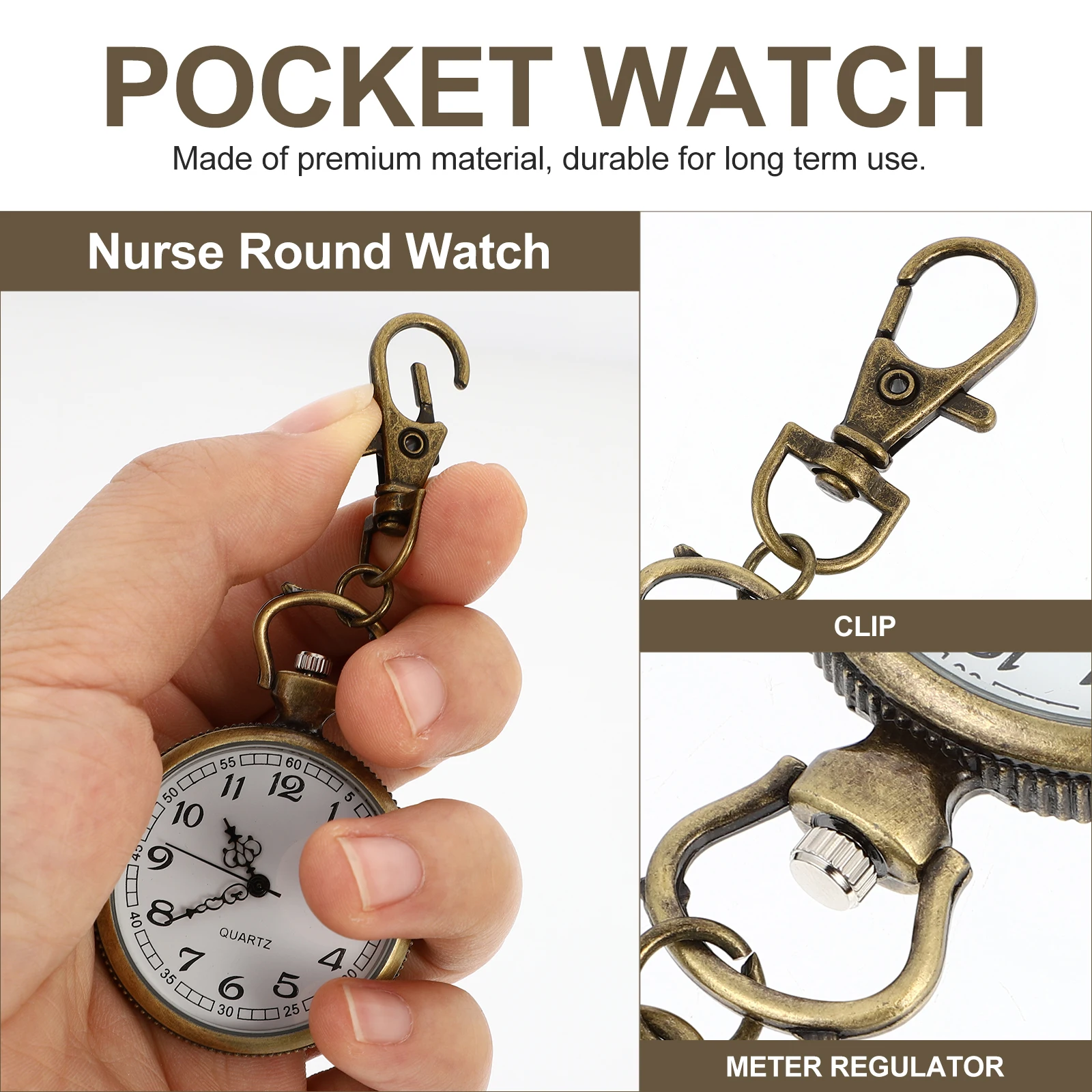 

Chest Women Nurses 9H Glass Stainless Steel Copper Clock Clear View Safe Materials Wide