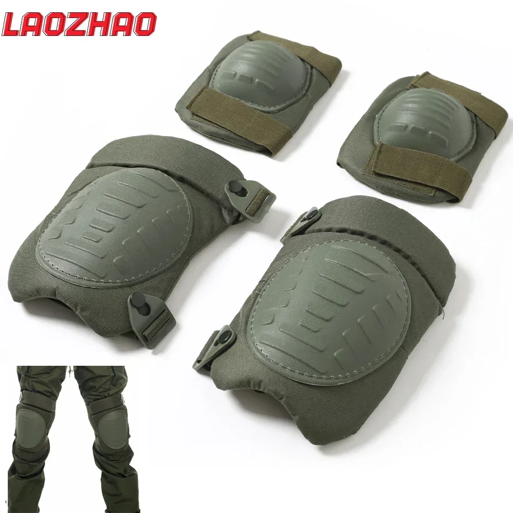 4Pcs/Set Tactical Knee Elbow Pad Set Airsoft Knee Elbow Protective Pads Combat Paintball Skate Outdoor Sports Safety Guard Gear