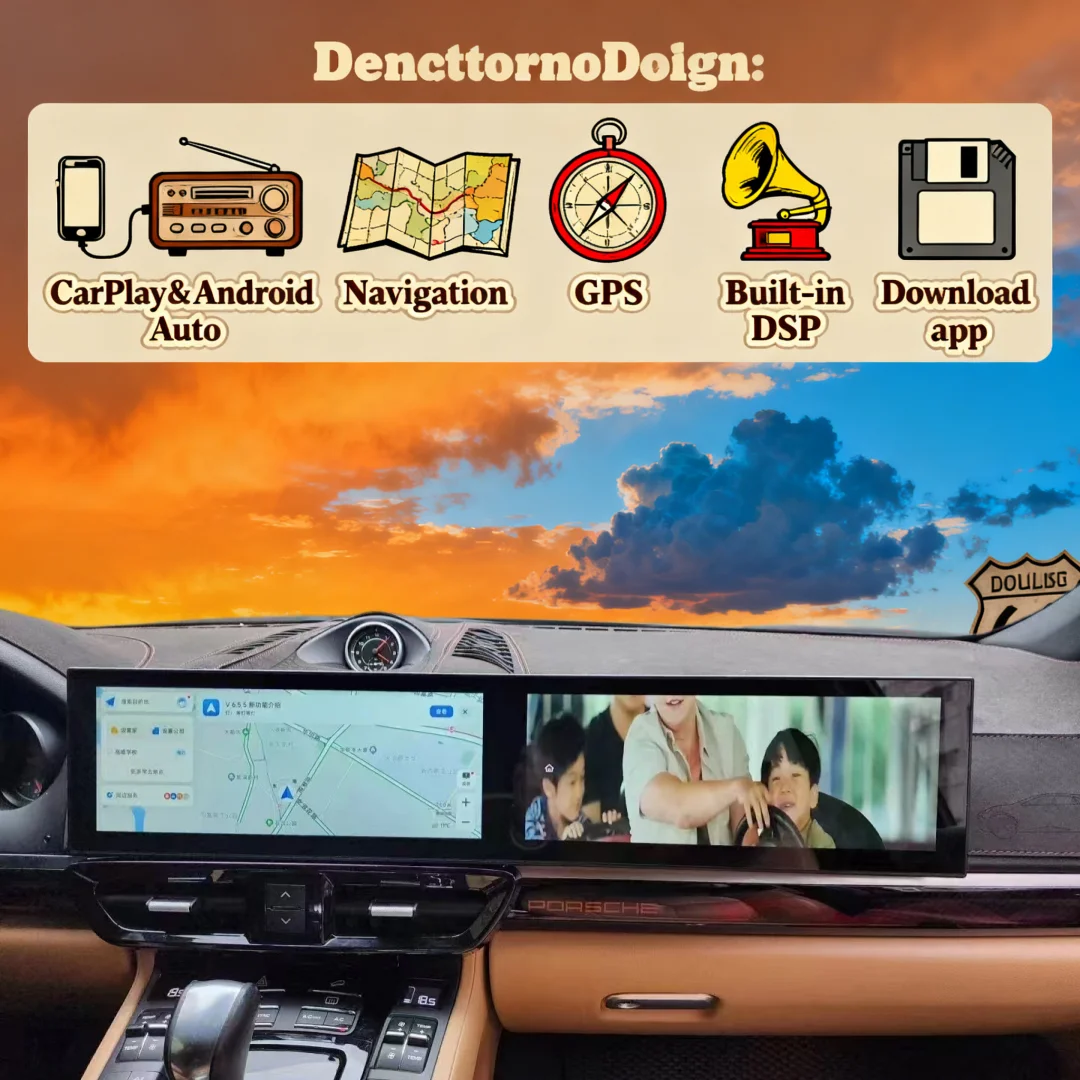 Carplay For Porsche Cayenne 2011-2017 Upgraded Interactive Dual Screen 12.3 Inch+12.3Inch 8+128 Android  Multimedia Video Player
