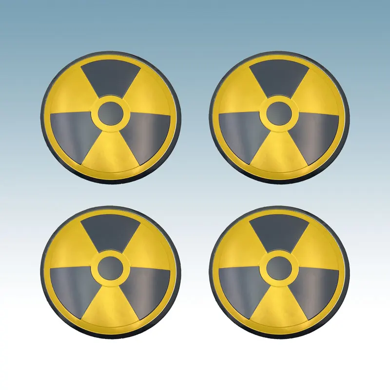 56MM Aluminium Car Styling Car Wheel Hub Center Cap Sticker Radioactive Warning Atomic Nuclear Radiation