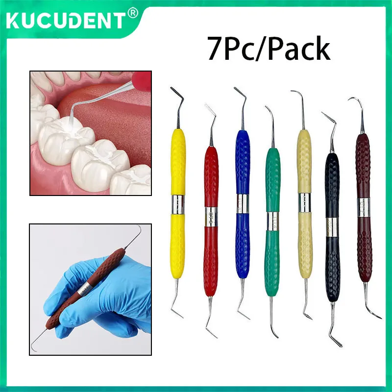 

7PCS/SET Dental Resin Filler Set Plastic Dresser with Silicone Handle Aesthetic Restoration Filling Kit Resin Knife Spatula Tool