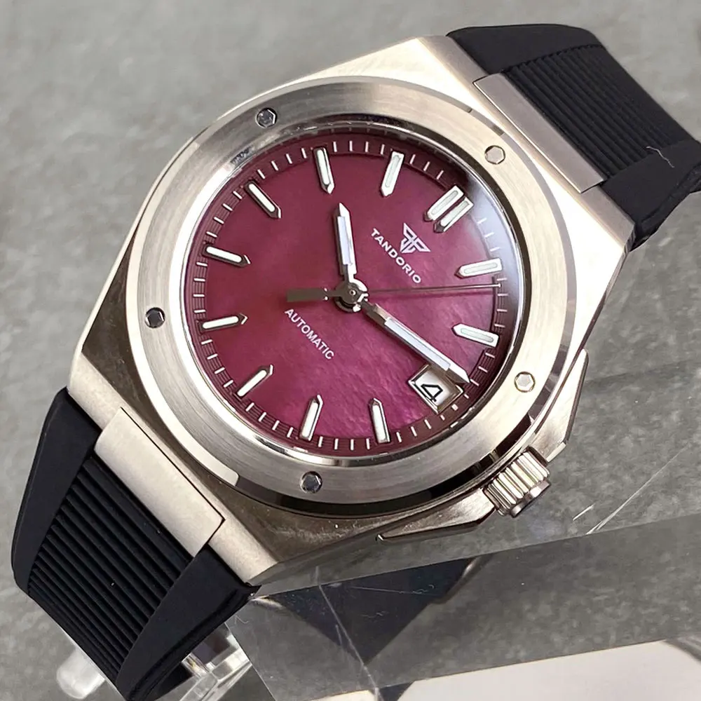 Tandorio 200M Duiken 40 Mm Zwart Wit Shell Wijzerplaat Lume NH35 Automatische Mannen Horloge Saffierglas Roestvrij Stalen Armband 2025