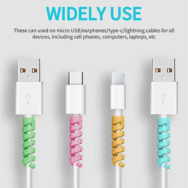 Universal Mini Data Cable Protector Spiral Line Winder Wire Cord Line Cable Organizer Office Charge Cord Protective Cover Sleeve