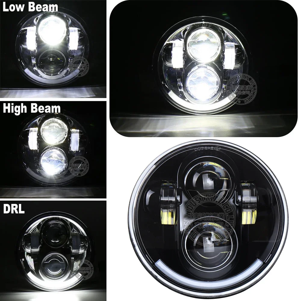 H4 كشافات 12 فولت تيار مستمر 1 قطعة دراجة نارية 5-3/4 5.75 LED المصباح ل-هارلي 883 سبورتستر الثلاثي منخفضة رايدر واسعة الإنزلاق