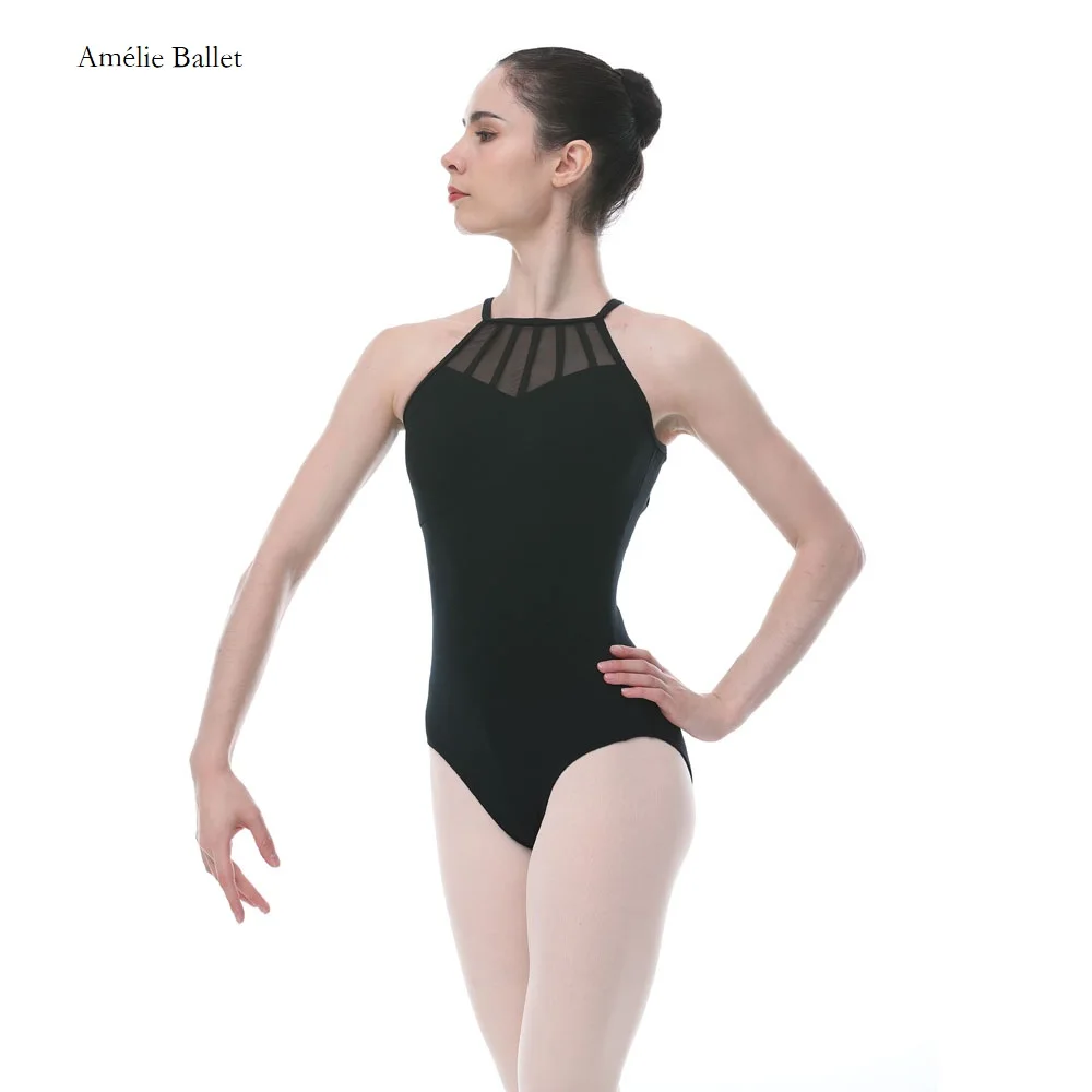 

03D0218 Free Shipping Adult Dance Letoards Camisole Keyhole Leotard Matte Lycra Mesh Costumes for Women Practice Dancewear