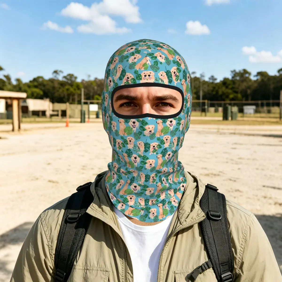 Golden Labrador Retriever Dog Tropical Breathable Thin Balaclava Full Face Mask Sun Protection Neck Gaiter Motorcycle Fishing