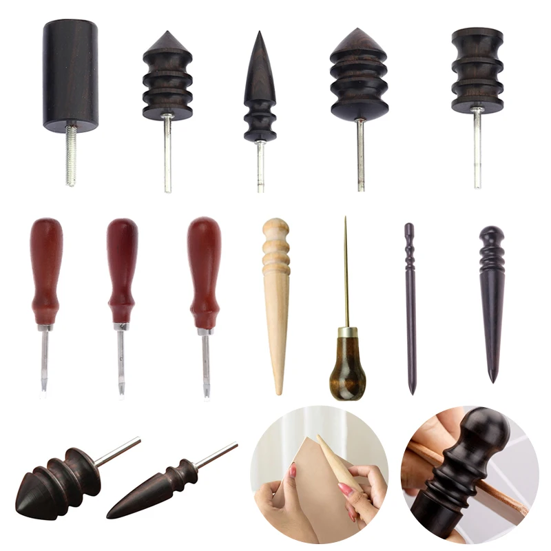 Leather Edge Electric Polishing Slicker Flat/Pointed Head Sandalwood Leathers Craft DIY Tools Tip Burnisher Wood Craft Tool