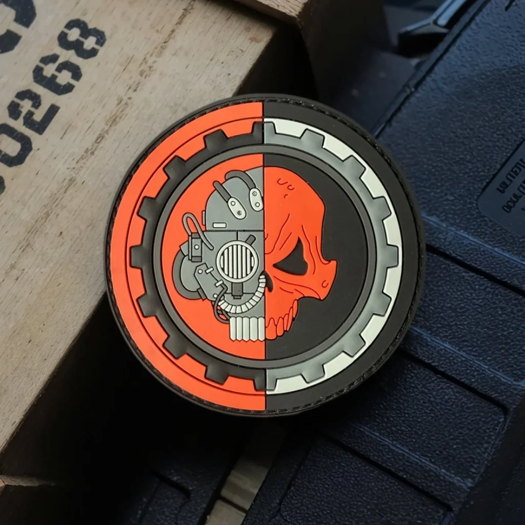

Mechanical Skull Tactical Patch Military Morale Badge PVC Hook and Loop Armband Backpack Clothing Decorated