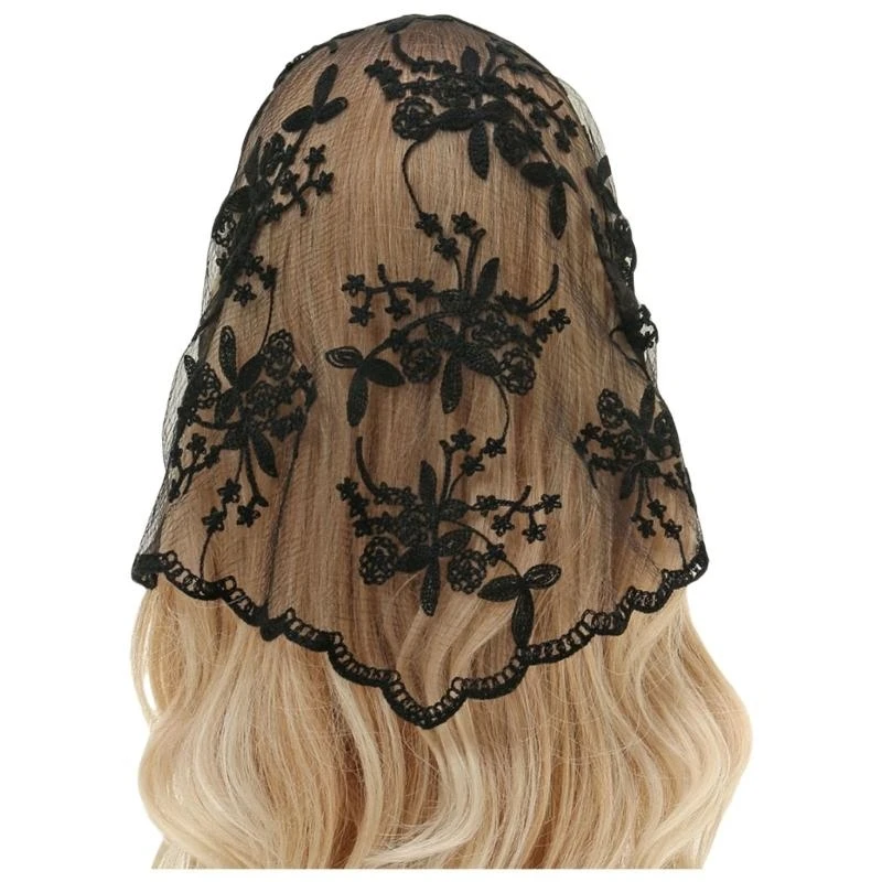

Elegant Scarf Shawl Lace Head Scarf Embroidered Lace Triangle Scarf for Woman 6XDA