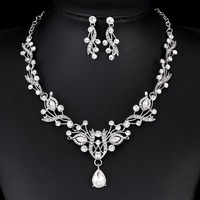 2pcs Bohemian Romantic Colored Rhinestone Inlaid Necklaces Women's Earring Set Bride's Wedding Banquet Ball Dress Jewelry Set